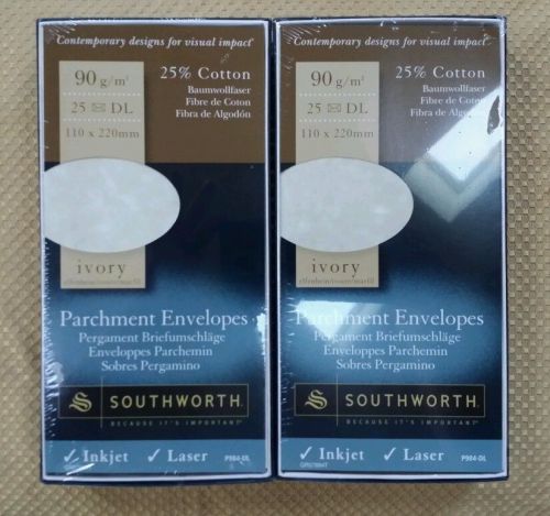IVORY 50- 25% Cotton Parchment Paper Envelopes, 4.3 x 8.6&#034;By Southworth, P984-DL