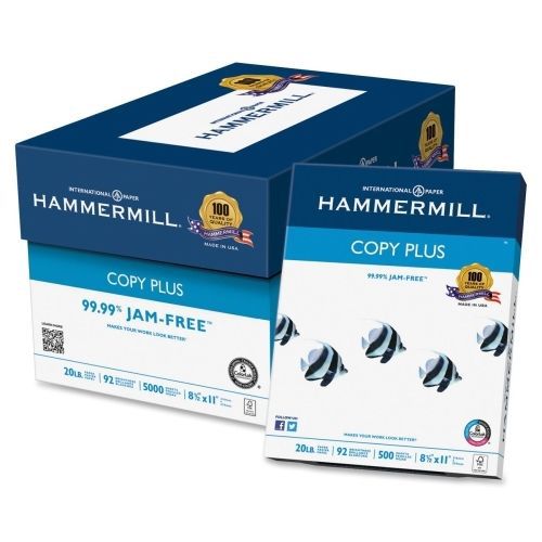 Hammermill CopyPlus Paper -8.5&#034;x11&#034;- 20 lb -92 Bright- 5000/Carton -White