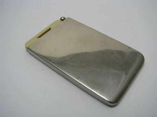 CHROME/NICKEL PLATED METAL NOTE PAD HOLDER CASE CELLULOID NOTES w/PENCIL ca1940s