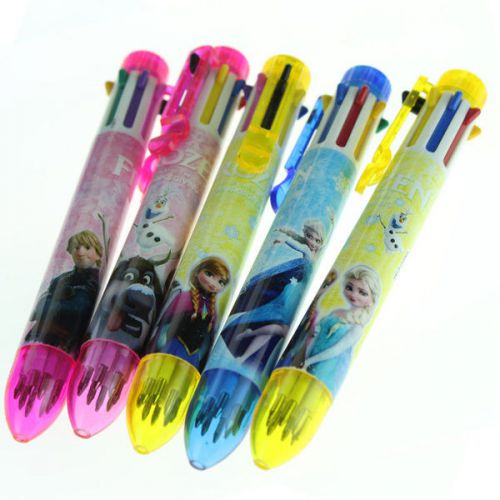 Frozen 8 Colors Automatic Ballpoint Pen Kids Girls Student Xmas Stationery Gifts