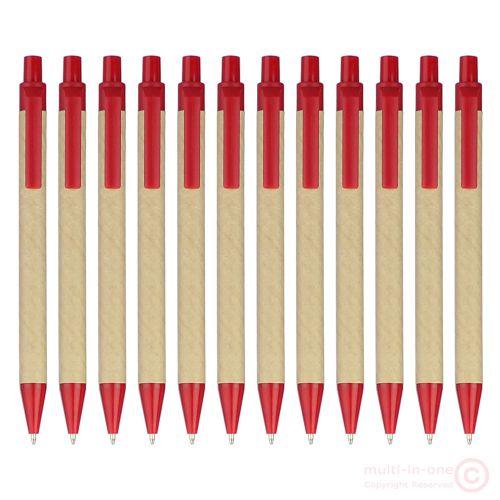 Lot 12pcs red plastic clip paper ball pen,eco friendly recycled ballpoint pen for sale