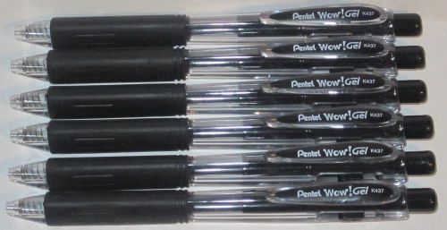 3 Pentel Wow! Black Gel Ink - K437 GEL Pens