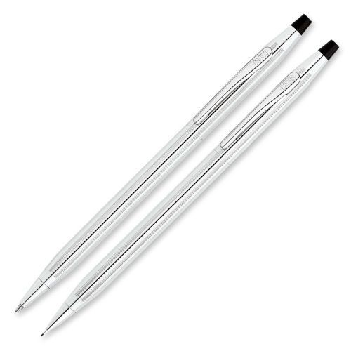 Cross classic century lustrous ballpoint pen &amp; pencil -.70 mm-chrome- 2/set for sale