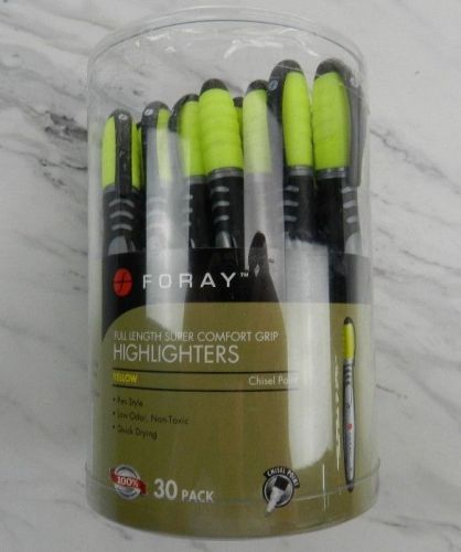 20 YELLOW Foray Full Length Super Comfort Grip Fluorescent Highlighters