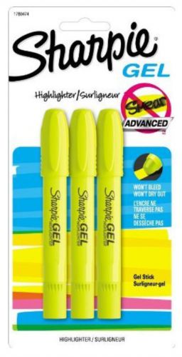 Sharpie Gel Stick Yellow Highlighters Won&#039;t Bleed or Smear Ink Free Technology