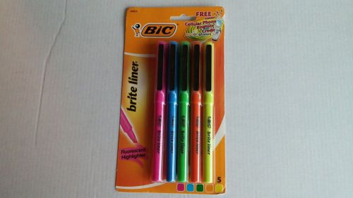 BIC Brite Liner, Fluorescent Highlighters Assorted Colors (5-Pack)