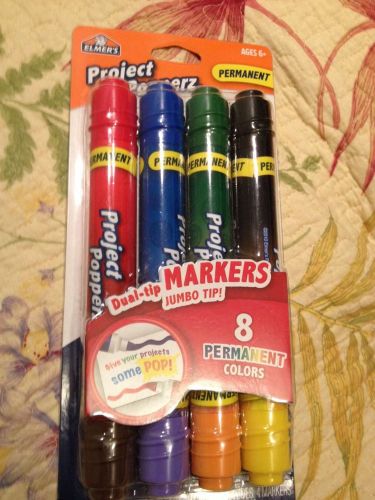 Elmers project popperz dual-tip thin thick markers in 8 permanent colors e3064 for sale