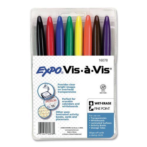 New wet erase markers 8pk fine point overhead projector transparency teacher for sale