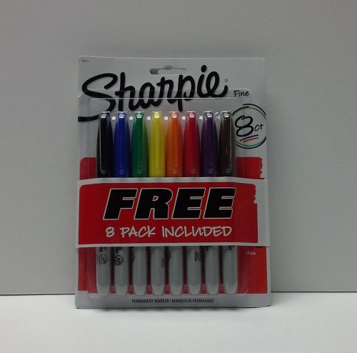 Sharpie Fine Tip~16 Assorted Colors~2 Packs of 8 Assorted Sharpie Markers~