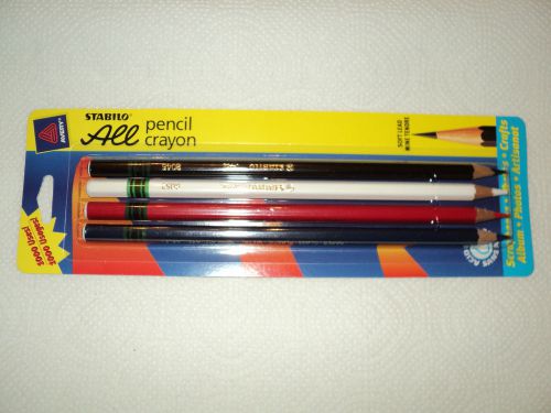 STABILO All pencil crayon, One Pack of Four Colors: Blue, Red, White &amp; Black New