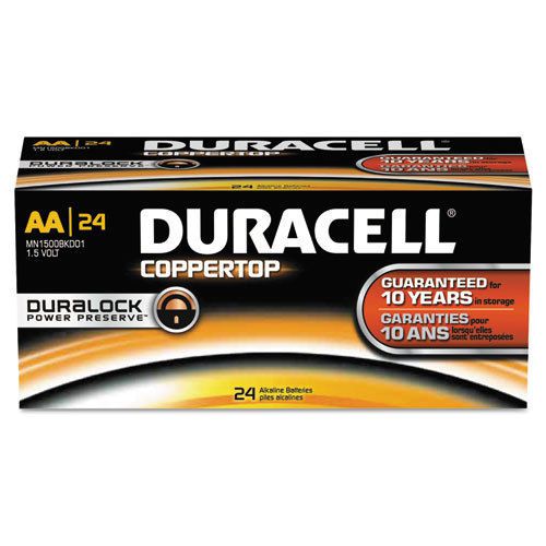 Duracell Coppertop Alkaline Batteries, AA, 24/Box, BX - DURMN1500B24