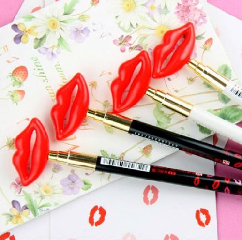 4pcs Sexy Lips Kiss Cute Kawaii Fun 0.5mm Mechanical Click Pencils lots bow Pen