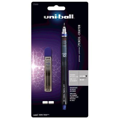 Uni-Ball Kuru Toga 0.5 mm HB #2 Mechanical Pencil Starter Set, Lead, Erasers