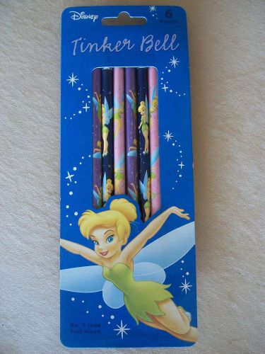 Disney Tinker Bell Set Of 6 #2 Wood Pencils By Tri-Coastal Design NEW IN PACKAGE