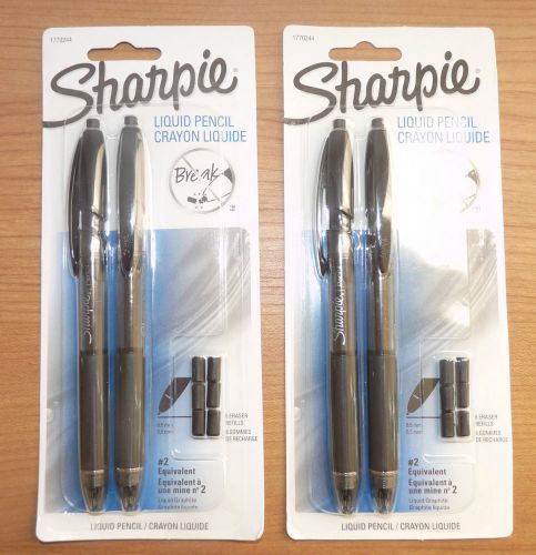 (4) Sharpie Liquid Pencil 0.5 mm &amp; (12) Eraser Refills **Brand New in Package**