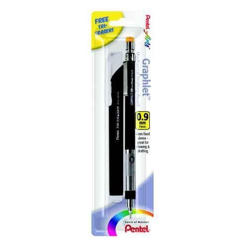 Pentel Graphlet Drafting Pencil 0.9mm Yellow Cap + Free Tri-Eraser