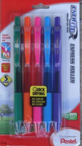 5 pentel energel-x roller-gel ink pens 0.7mm 5 pastel colors for sale