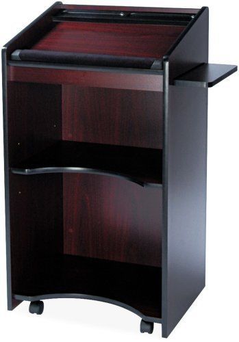 Safco executive mobile lectern mahogany for sale