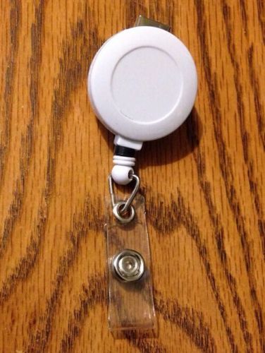 Retractable Badge ID Card Holder Reel White New