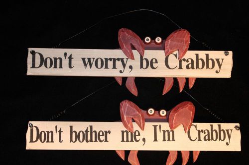 (2)pcs,worry,bother,crab,funny,home,office,sign,funny office sign,funny,office for sale