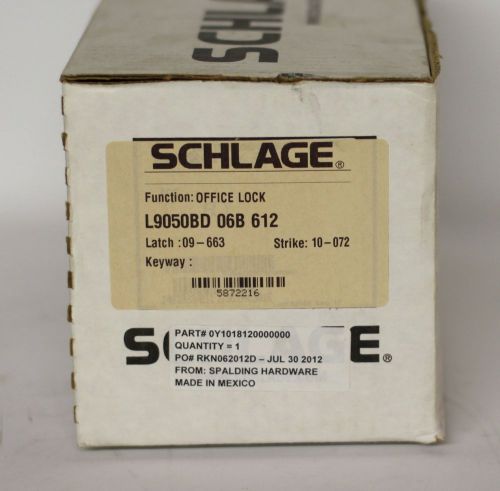 New schlage commercial mortise lockset &#034;l&#034; series l9080bd 06b 612 for sale