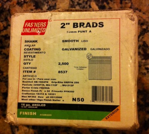 FAS&#039;NERS UNLIMITED 2&#034; Brad Nails 16GA. ANGLED~QTY 2500