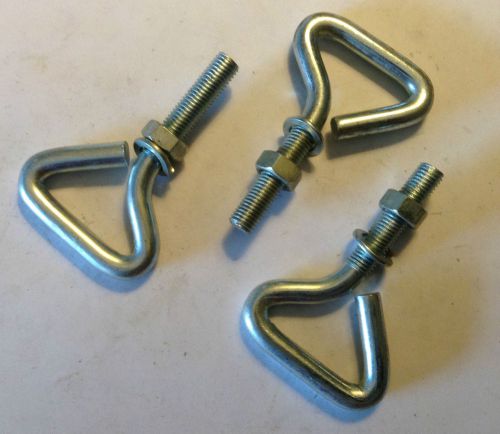 Lot of 3 Triangle Nut Threaded Screw Hooks w/ Pressure Lock Washer 2 5/8 Inches