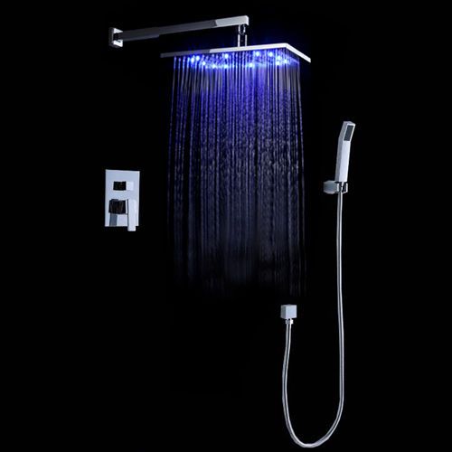 Modern shower set 12 inches wall mounted led rain &amp; hand shower free shipping for sale