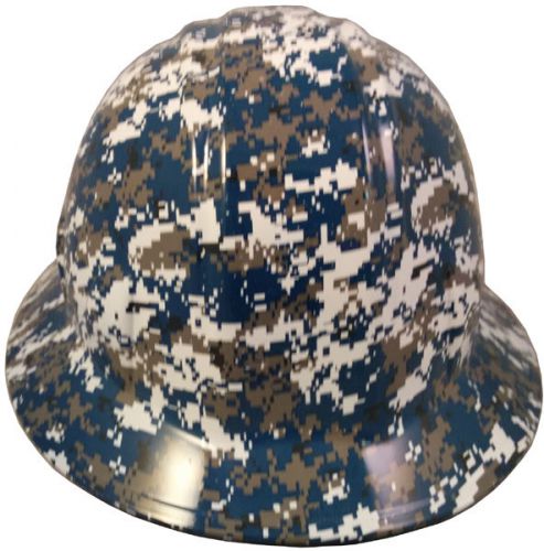 New! hydro dipped full brim hard hat w/ ratchet suspension - blue digital camo for sale