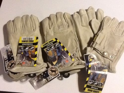3 NEW MEDIUM SIZE SOFT COWHIDE ROPERS DRIVERS STYLE GLOVES WINTER FLEECE LINED