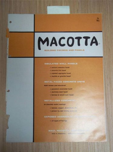 Maul macotta corp catalog~building facing/wall panels~asbestos~1962 for sale