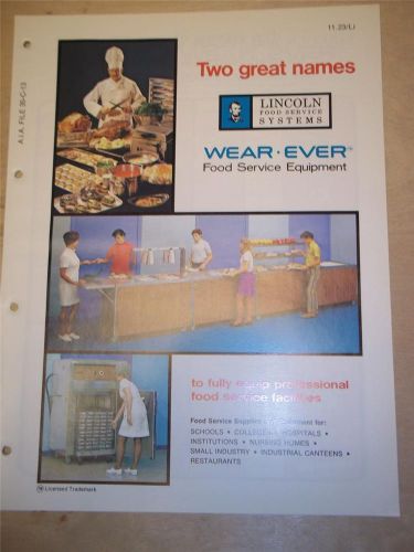 Lincoln Mfg Co Brochure~Wear-Ever Food Service Systems~Catalog