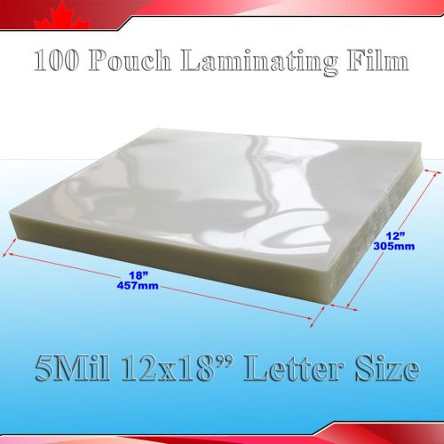 100Pk 5Mil 18x12&#034; Letter Size Clear Laminating Pouch Film Thermal Hot Lamintor