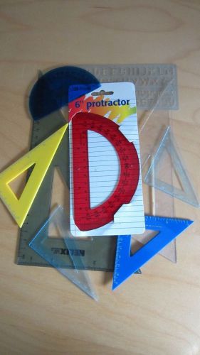 Protractors Plastic Assorted Variety Colors 9 Total Large Small
