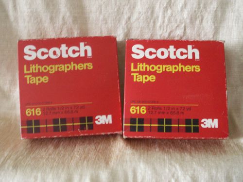 NEW ,4 Rolls 3M Scotch Lithographers Tape, 1/2&#034; x 72 yd, # 616 Lithograph