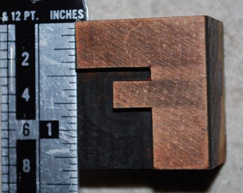 Vintage / Antique Letterpress Wood Printer's Type "F". 8 line, 1 5/16" tall