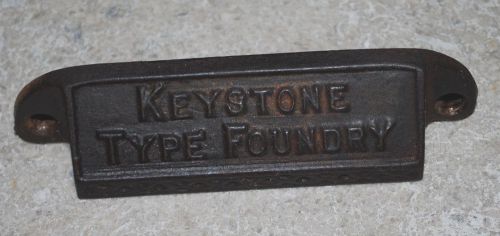 Vintage decorative printer&#039;s type drawer pull Keystone Type Foundry