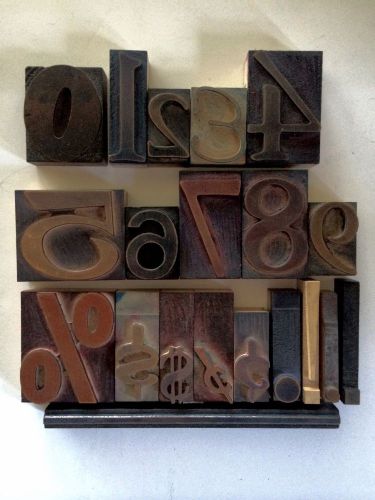 Vintage Letterpress Numbers, Wood Printing Blocks Type, Mixed Font Style
