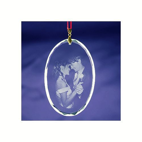 Oval Crystal Photo Ornament/Medal  - Laser Picture Image Engraving