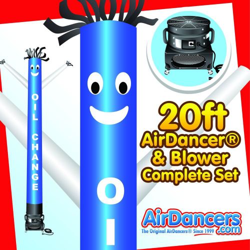 Blue &amp; white oil change airdancer® &amp; blower 20ft dancing tube man set for sale