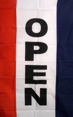 Open vertical 3x5&#039; business flag red white blue banner for sale