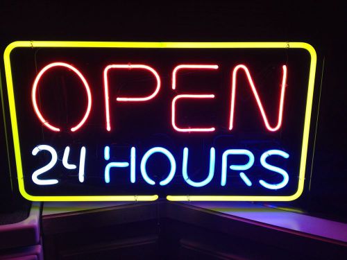 Open 24 Hours Neon Sign - 23&#034;x 13&#034;