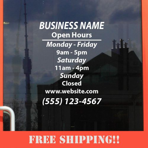 11&#034;Hx8.5&#034;W Business Store Hours Sign Window Shop Open Closed Sticker Decal Ver2