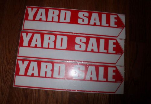 *NEW* LOT OF (3) YARD SALE SIGNS WITH METAL STAKES-GARAGE SALE RED/WHITE