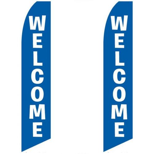 Swooper Flag 2 Pack Welcome Blue With White Text