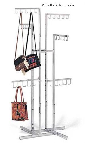 Chrome 4-way welded end caps and adjustable leveler handbag racks with j-hooks for sale