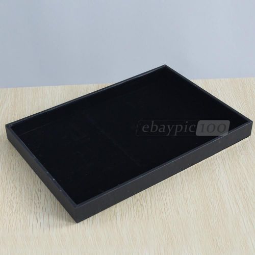 Box Large Retail Black Leather Display Velvet Top Jewelry Case Organizer 14x9&#034;