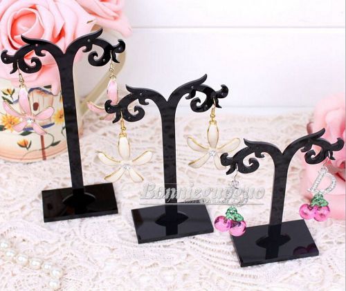 Set Of 3 Black Earring Display Stand Holders Acrylic ~ free shipping
