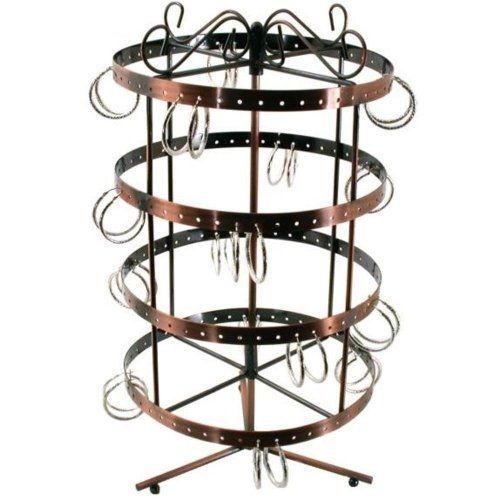 Revolving 96 pairs earring display stand copper color metal 14&#034; new for sale