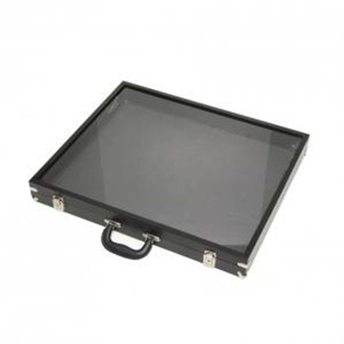 Large Locking Glass Top Lid Display Carrying Case w/ Handle 24&#034;W x 20&#034;D x 3&#034;H